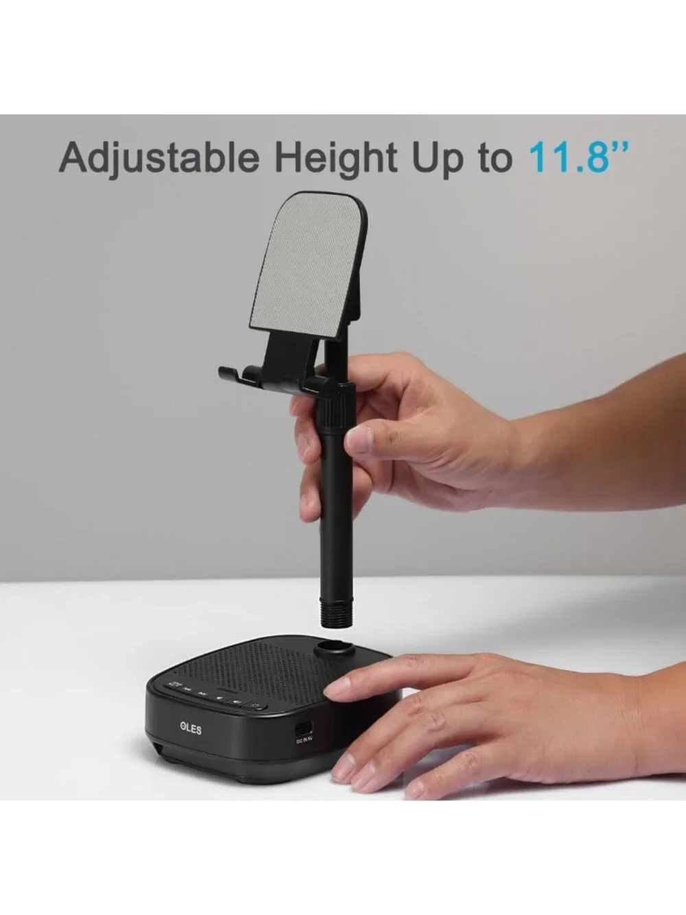 Adjustable Bluetooth Speaker Phone Stand with LED Light - Unique Gift for